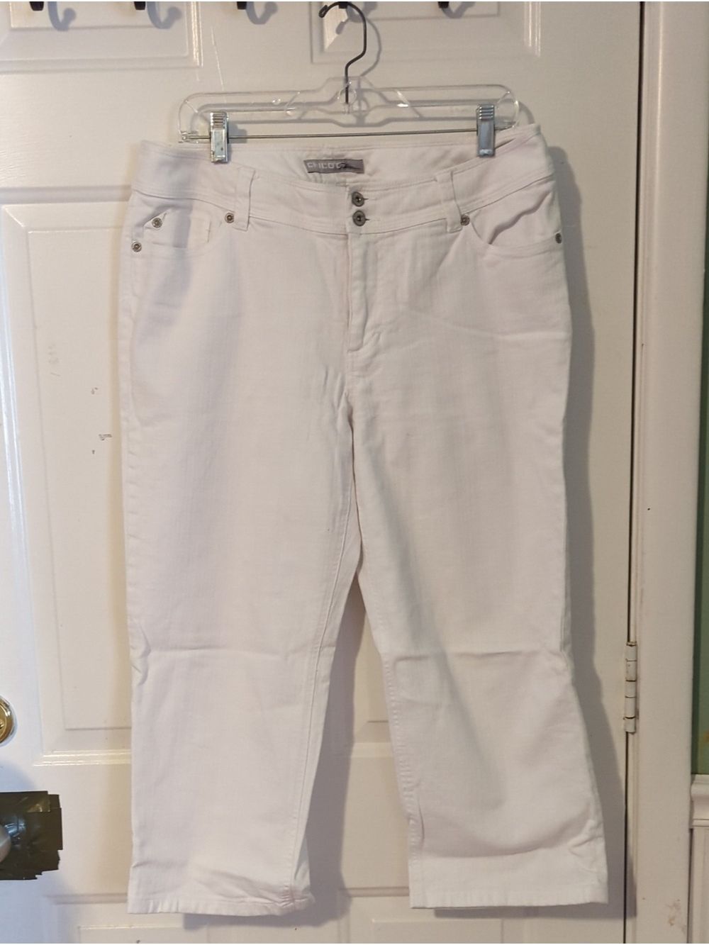 Chico's Platinum Size 2  US 12 White Women’s Mid-Rise Straight Jeans Cropped